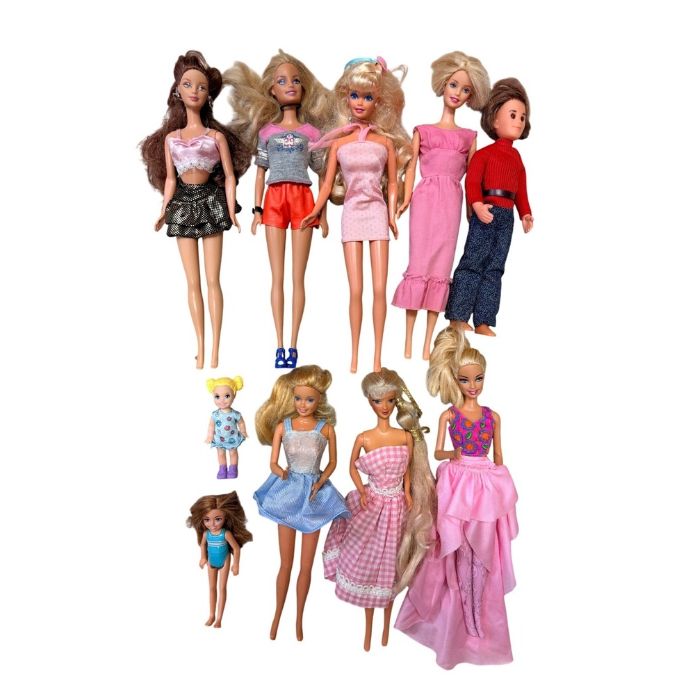 Barbie Doll Lot of 9 Chelsea Friends Vintage Modern Mixed Outfits -BX